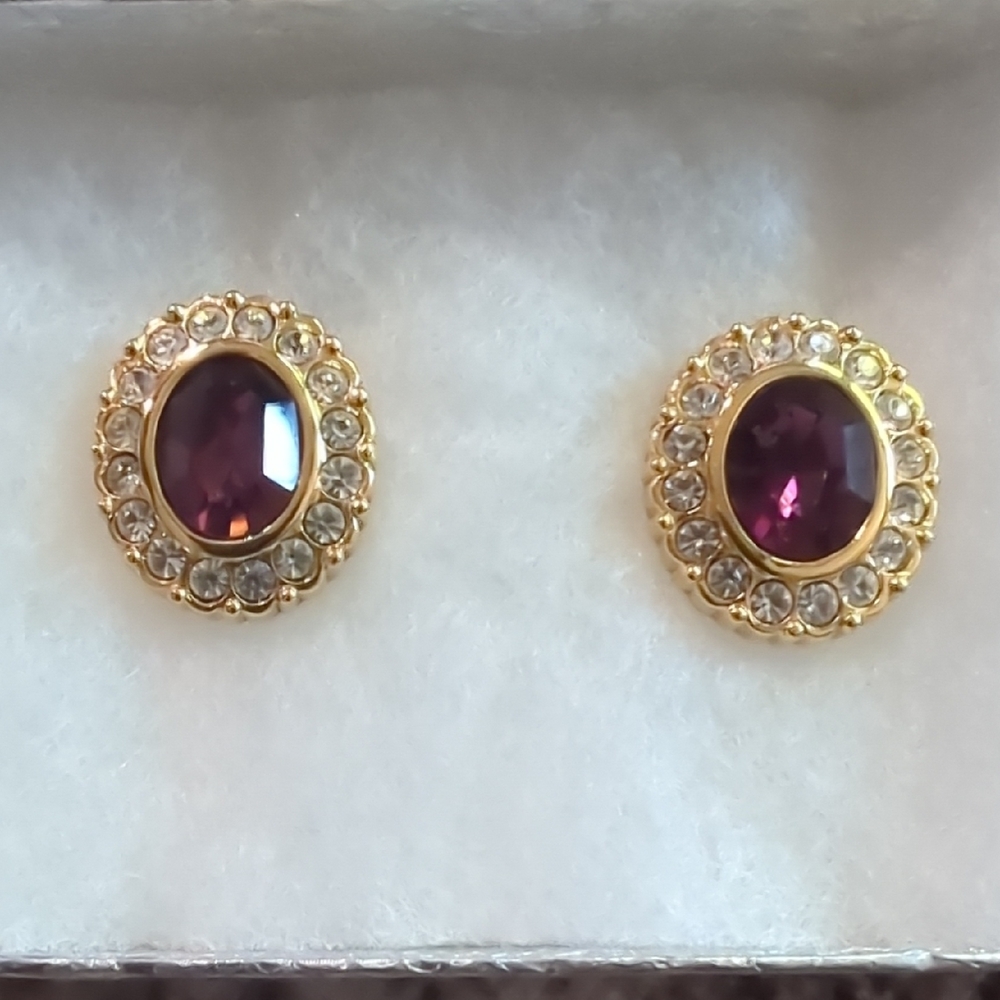 Swarovski Gold and Purple Crystal Earrings